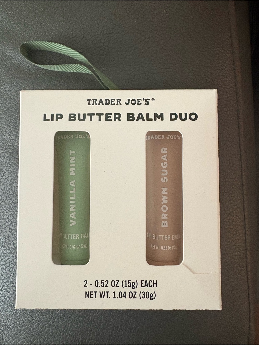 Trader Joe's Lip Butter Balm Duo Vanilla Mint Brown Sugar Gift Set New in Box